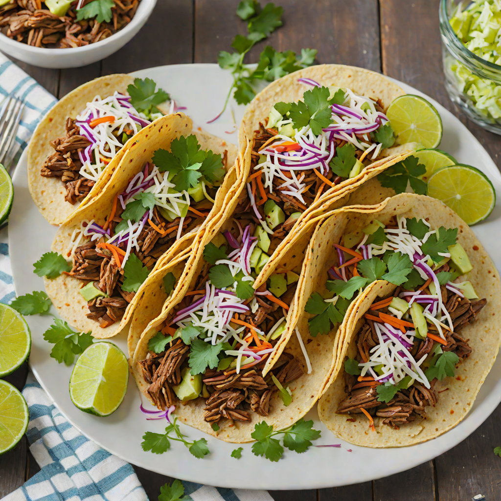 Slow Cooker Tex-Mex Pulled Beef Tacos with Cilantro Lime Slaw
