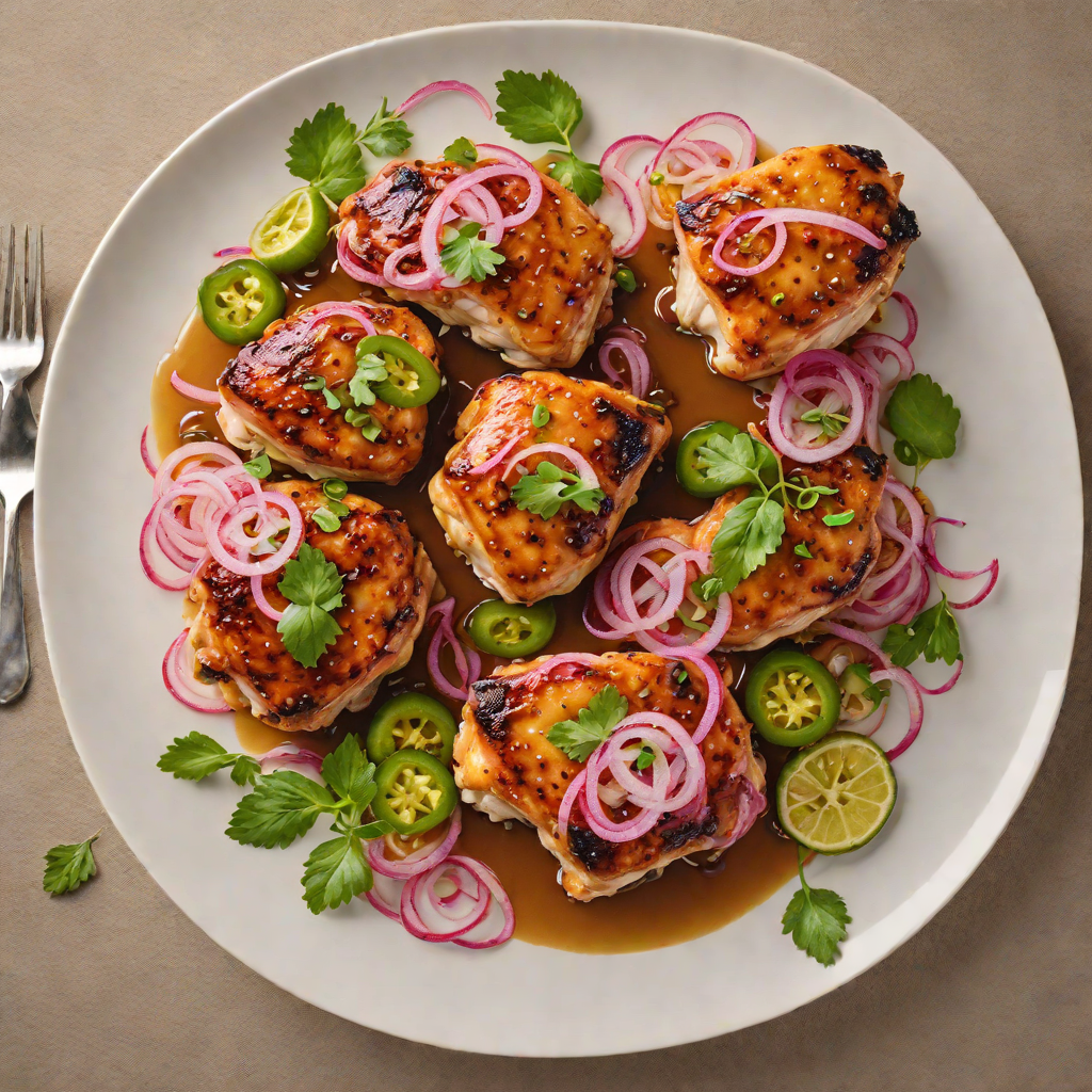 Pan-Seared Chicken Thighs with Jalapeño Honey Glaze and Pickled Red Onions