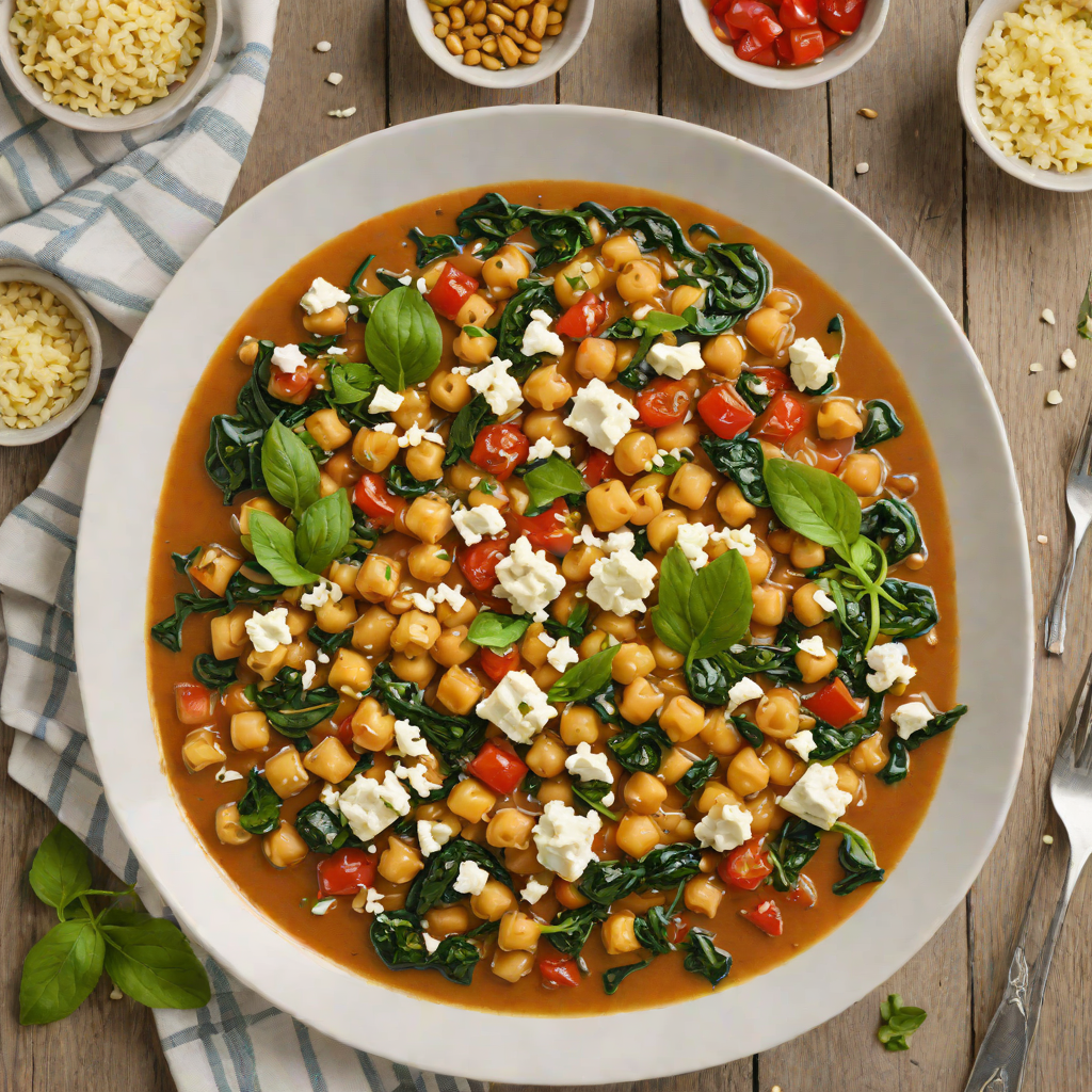 Slow-Cooked Greek Chickpea and Spinach Stew with Feta