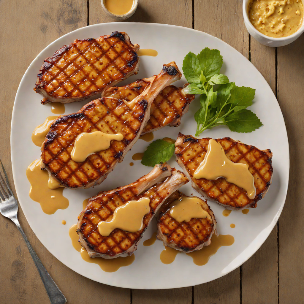 Grilled Midwest-Style Pork Chops with Apple-Mustard Glaze