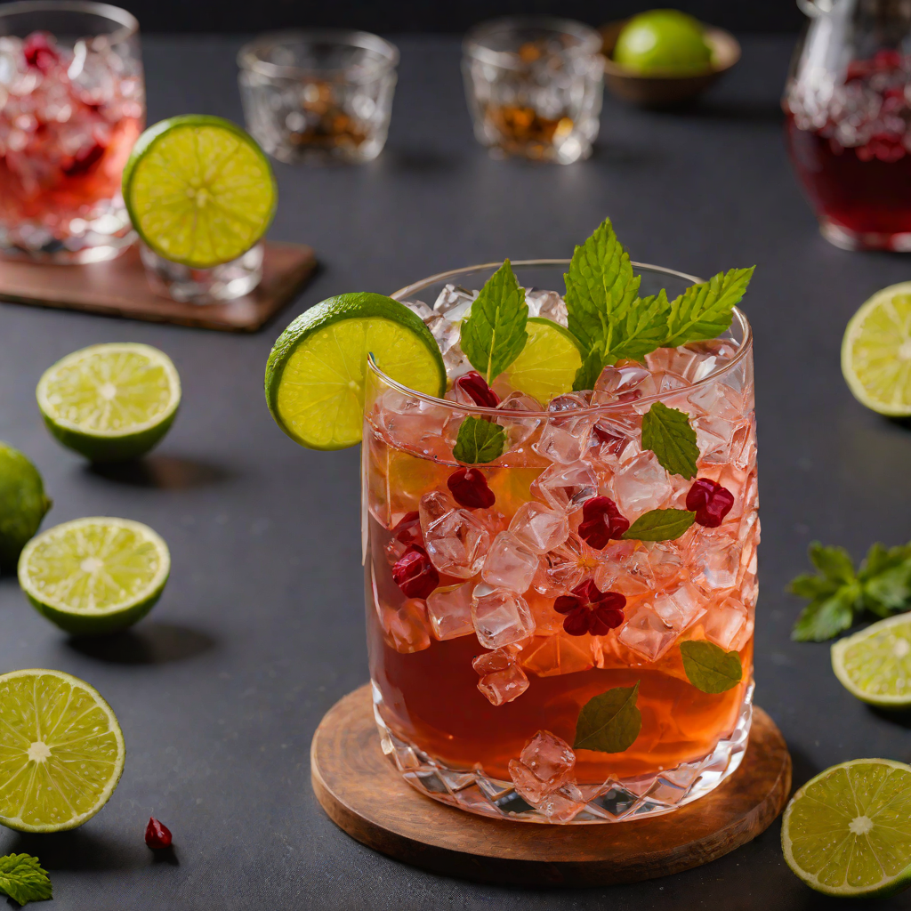 Iced Hibiscus Green Tea with Ginger and Lime
