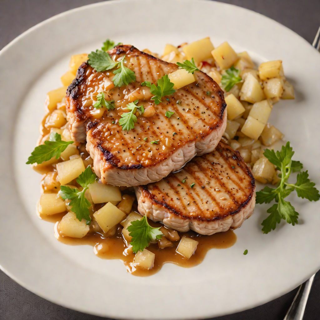 Pan-Seared Midwest Pork Chop with Apple-Onion Compote