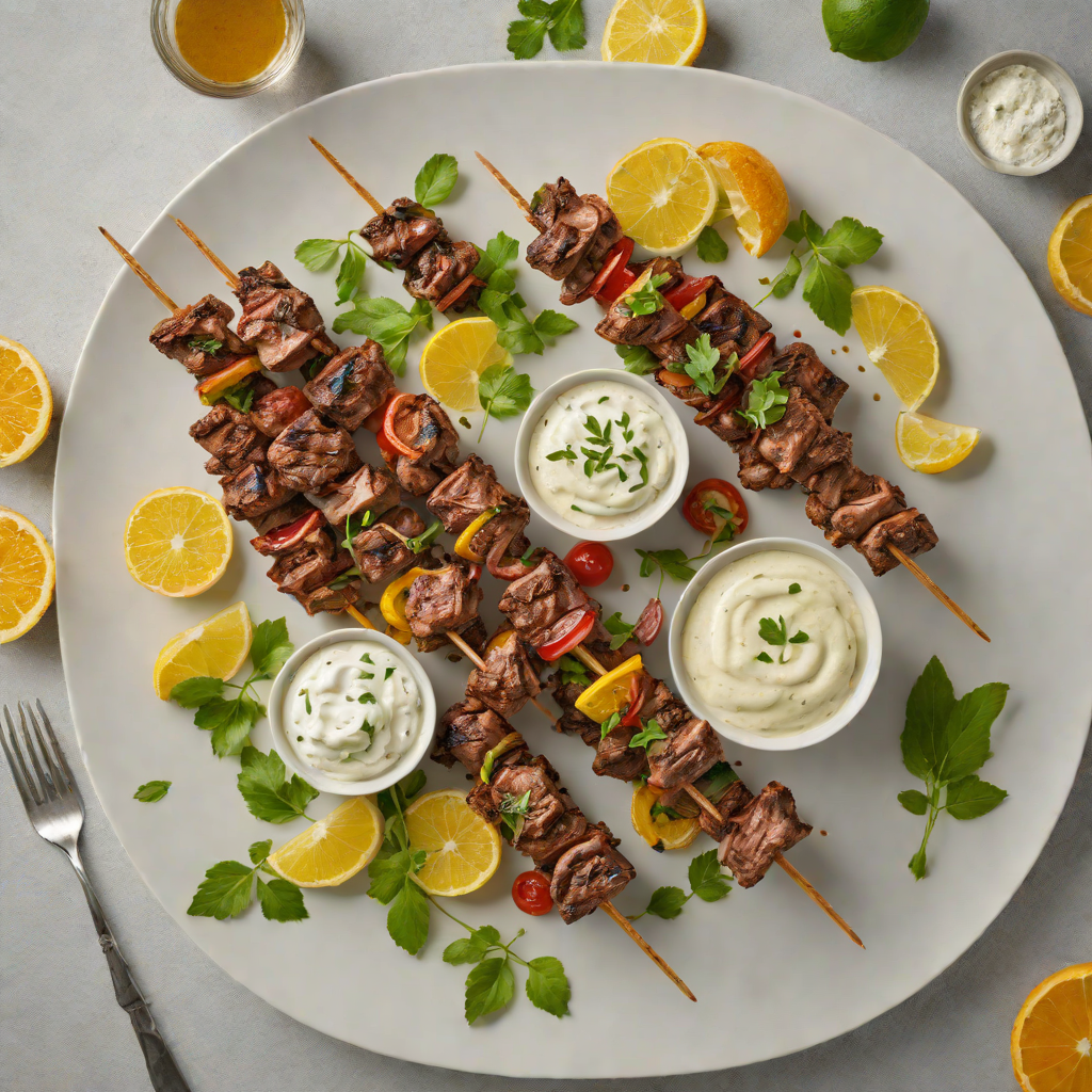 Grilled Citrus-Marinated Lamb Skewers with Herb Yogurt Sauce