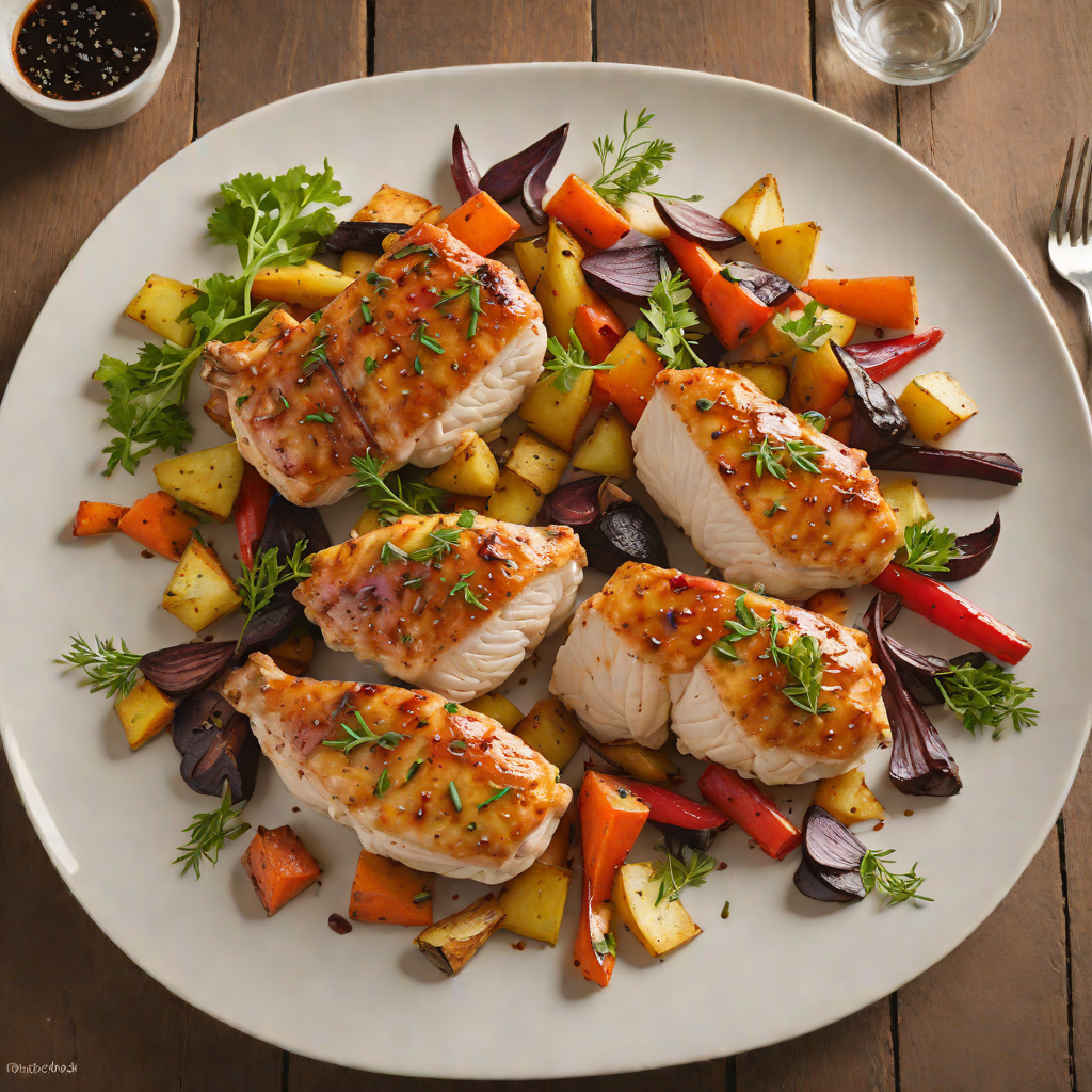Pan-Seared Chicken with Maple-Honey Glaze and Roasted Root Vegetables