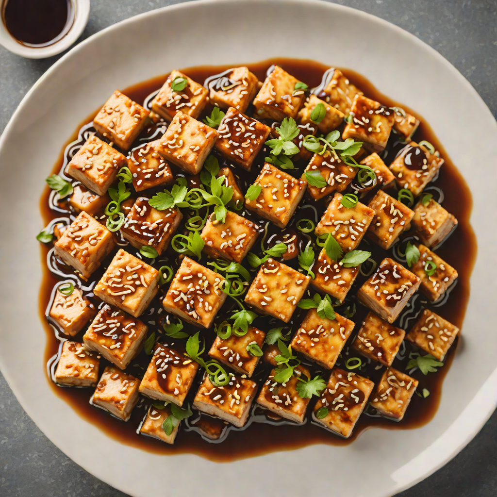 Stir-Fried Tofu with Garlic and Ginger in Tangy Soy Sauce