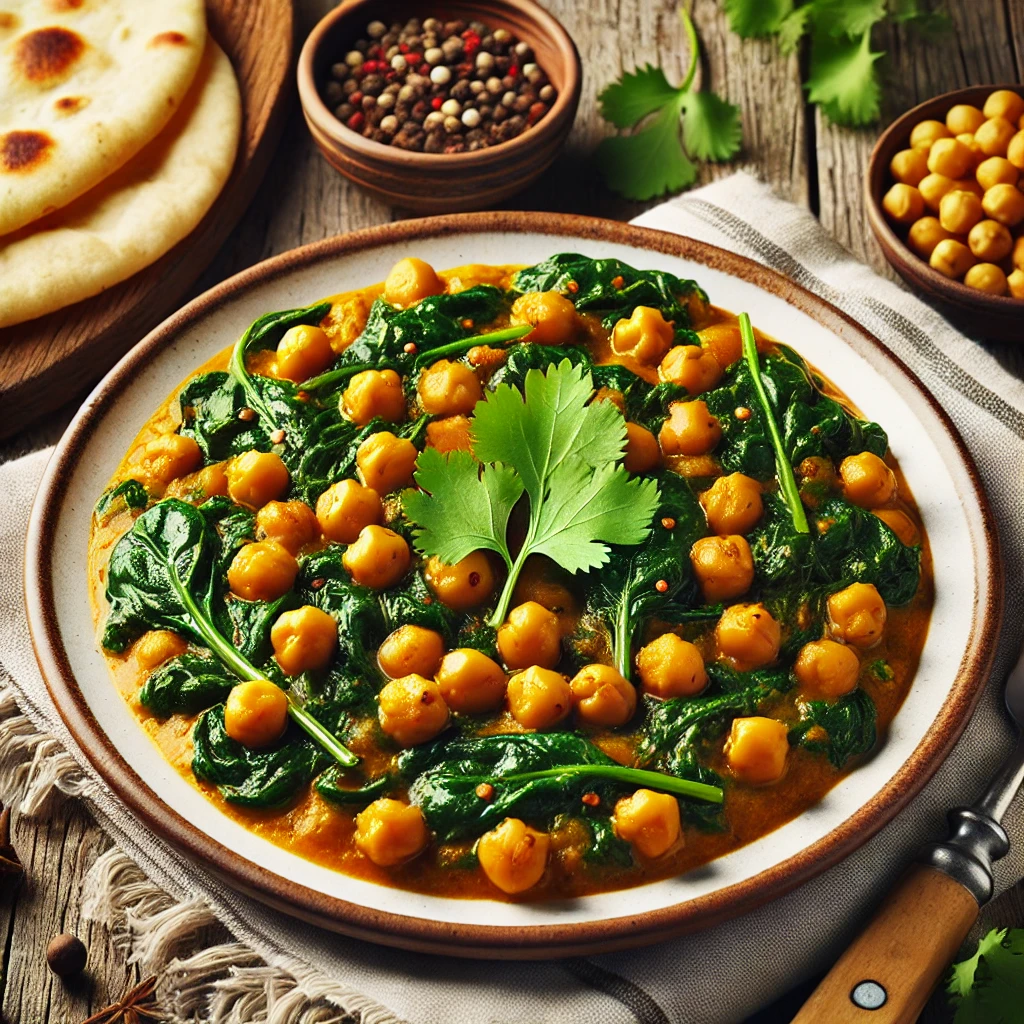 Half-Split Chickpea and Spinach Curry