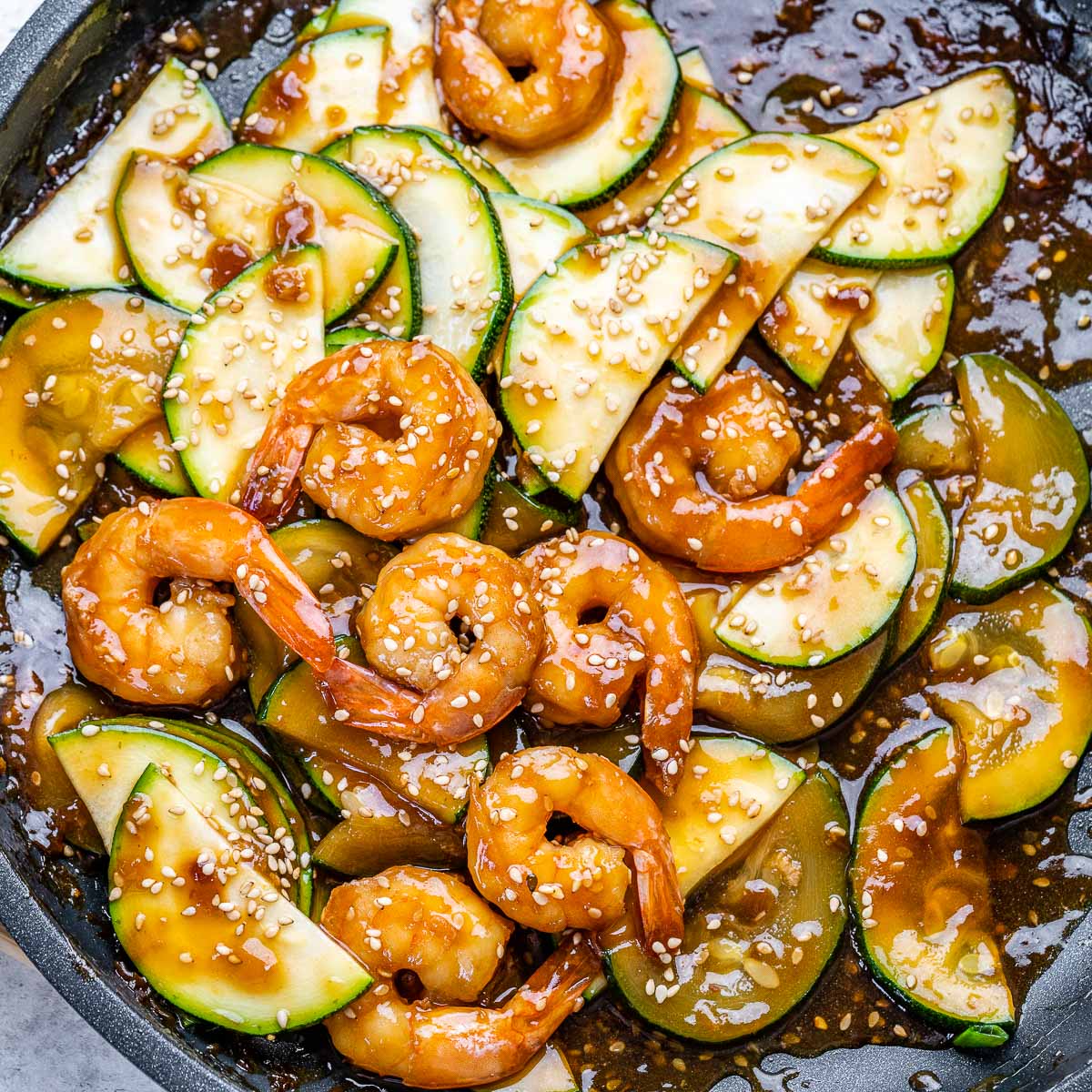 Zucchini Noodle Stir-Fry with Shrimp and Ginger-Sesame Sauce