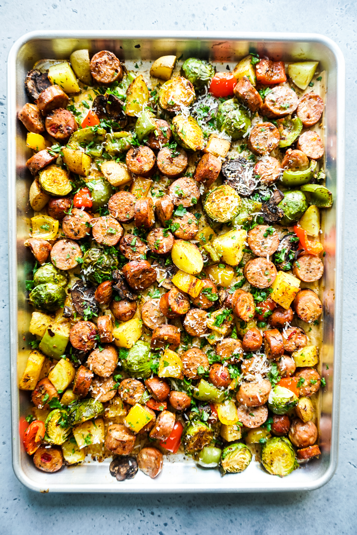 Sheet Pan Midwest-Inspired Sausage and Root Vegetables