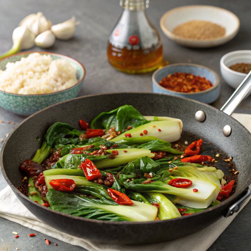 Garlic and Chili Stir-Fried Bok Choy for Congestion