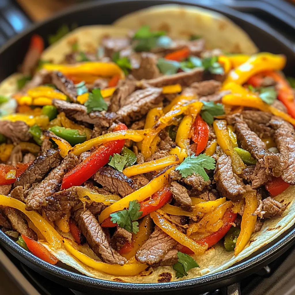 Skillet Beef Fajitas with Bell Peppers and Onions