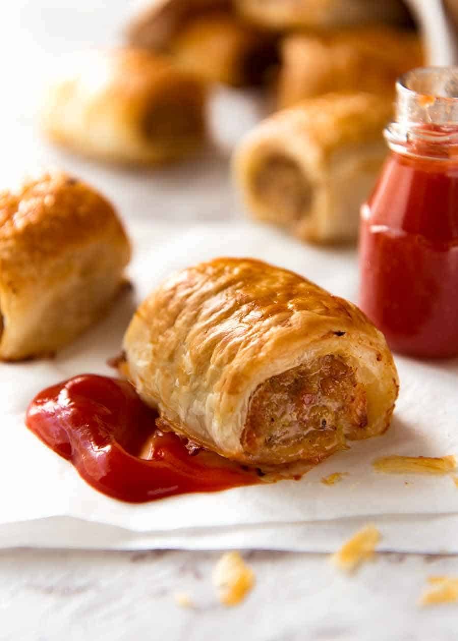 Pan-Fried Kangaroo Sausage Rolls with Spiced Tomato Relish