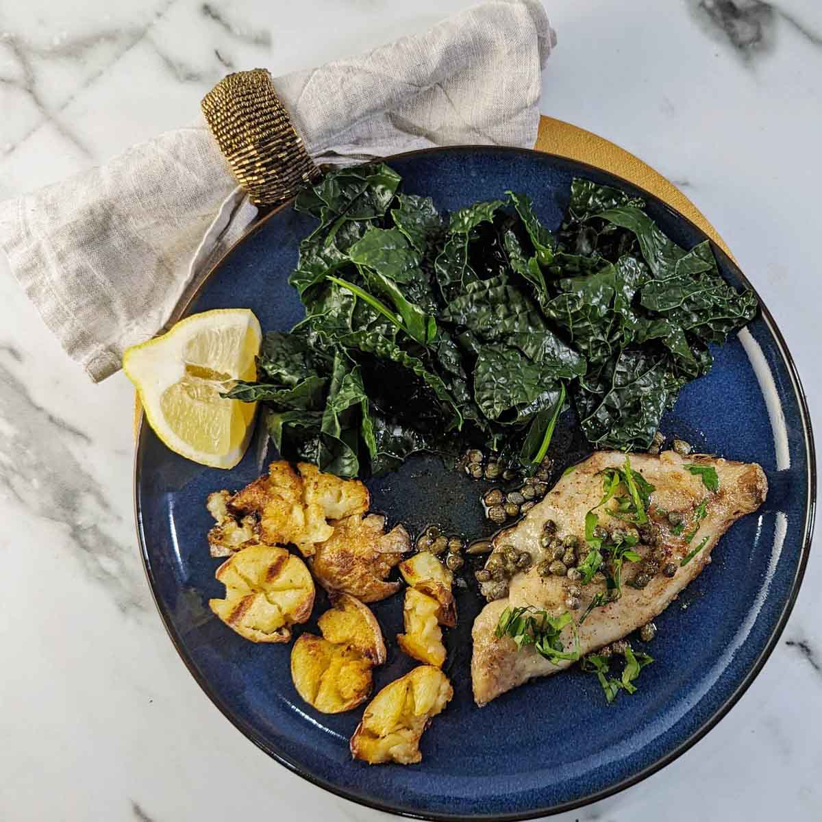 Pan-Seared Sea Bream with Olive Tapenade and Lemon-Caper Sauce