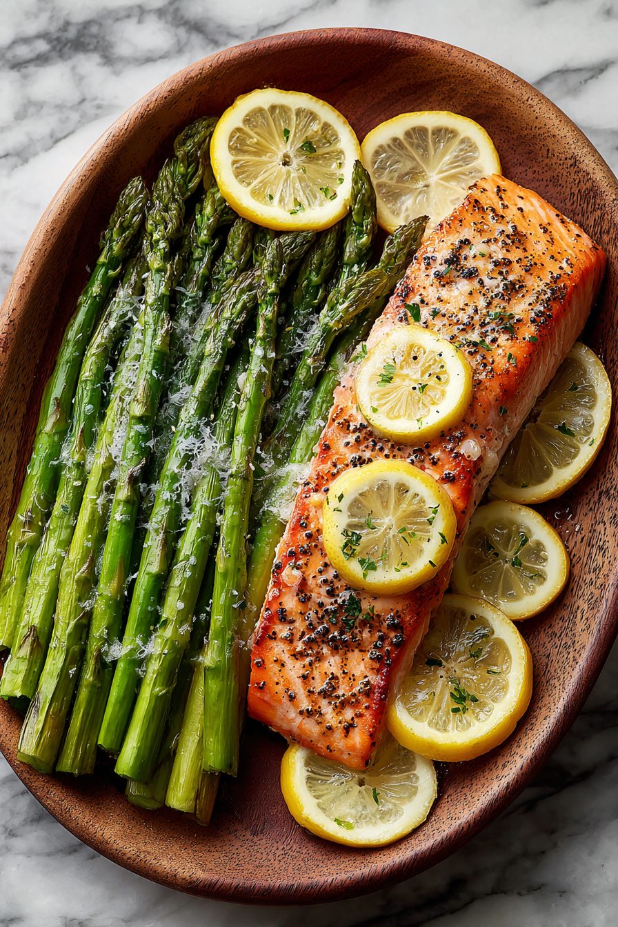 Oven-Roasted Salmon with Garlic Butter and Asparagus
