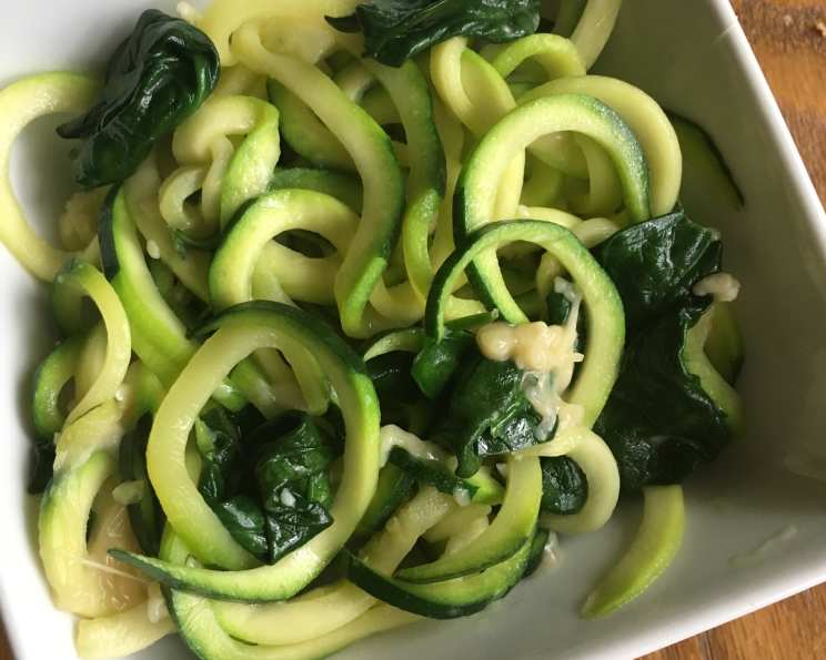 Cheesy Zucchini 'Noodles' with Hidden Spinach