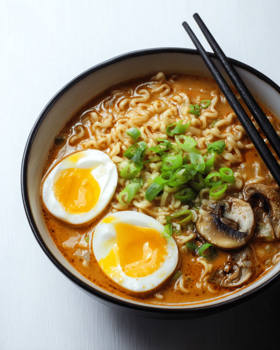 Half-Boiled Egg and Spinach Ramen with Miso Broth