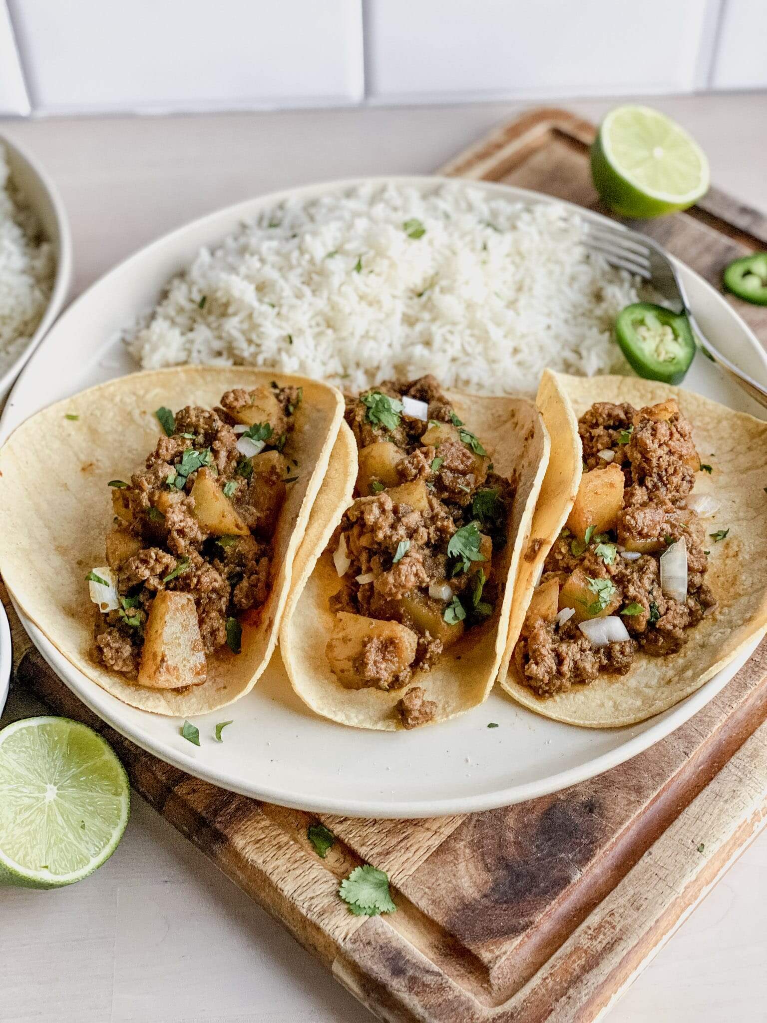 Taco-Style Beef Picadillo with Black Beans and Cilantro Lime Rice