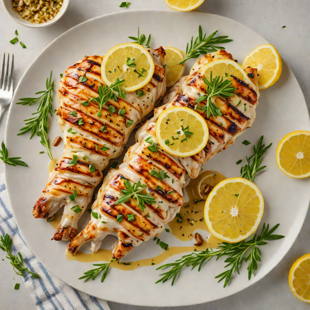 Grilled Lemon-Tarragon Chicken with Garlic Butter Drizzle
