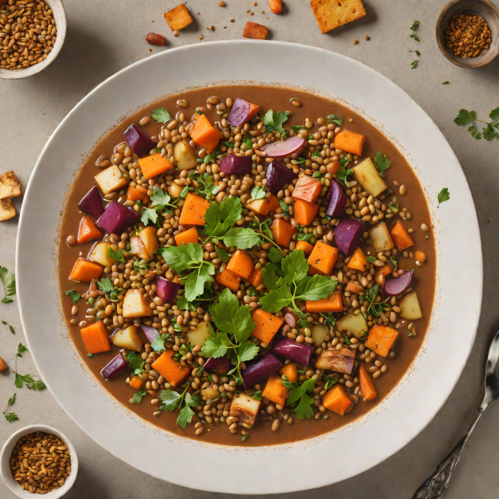 One-Pot Spiced Lentil Stew with Roasted Root Vegetables