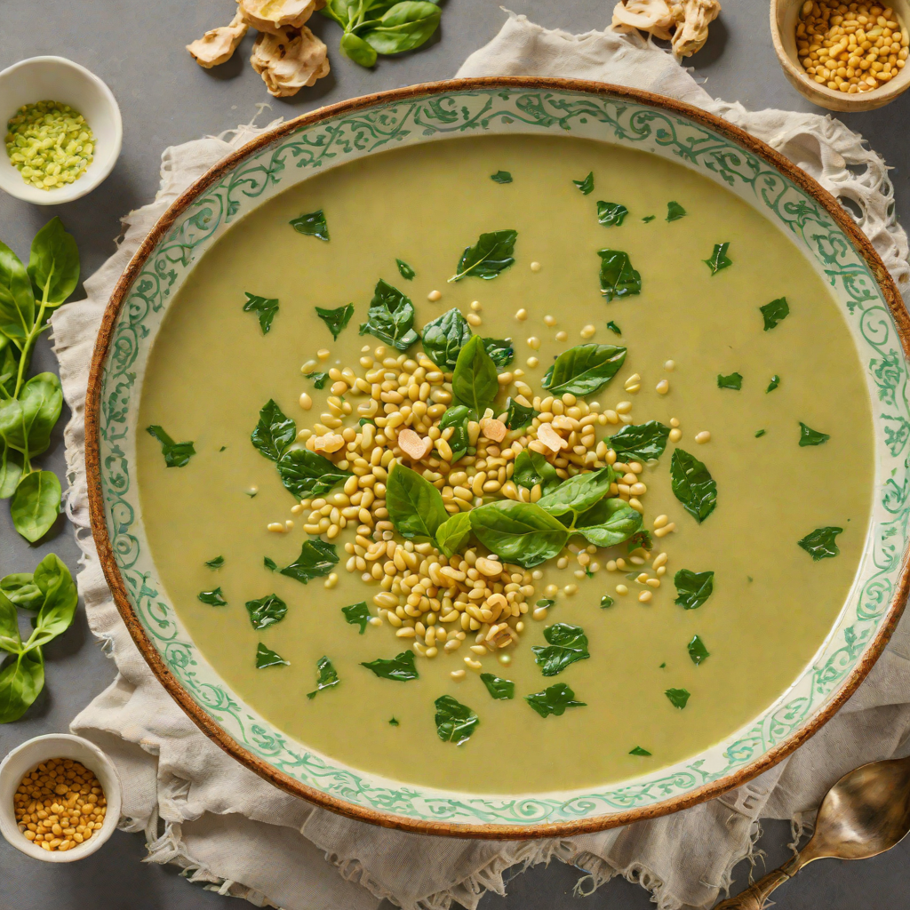 Ginger-Simmered Mung Bean Soup with Spinach and Coconut Milk