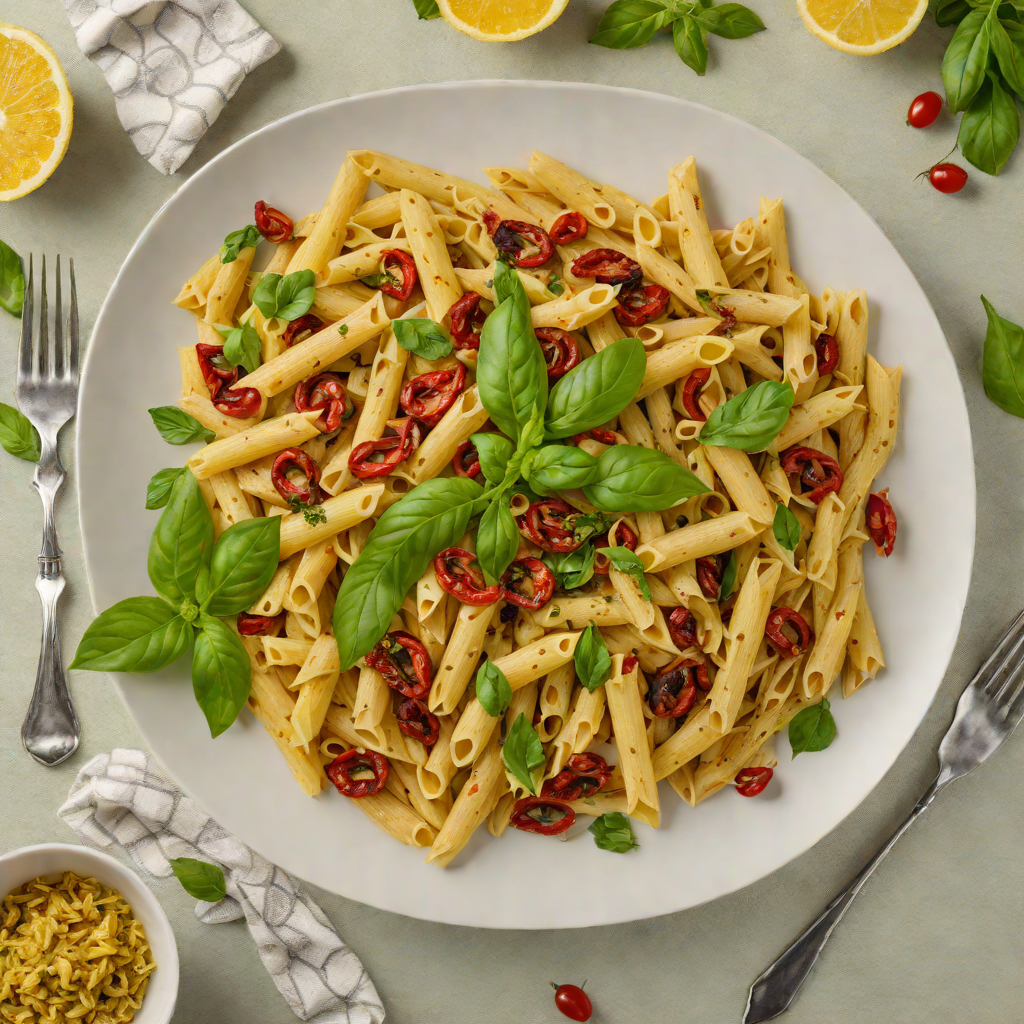 Lemon-Basil Pesto Penne with Sun-Dried Tomatoes