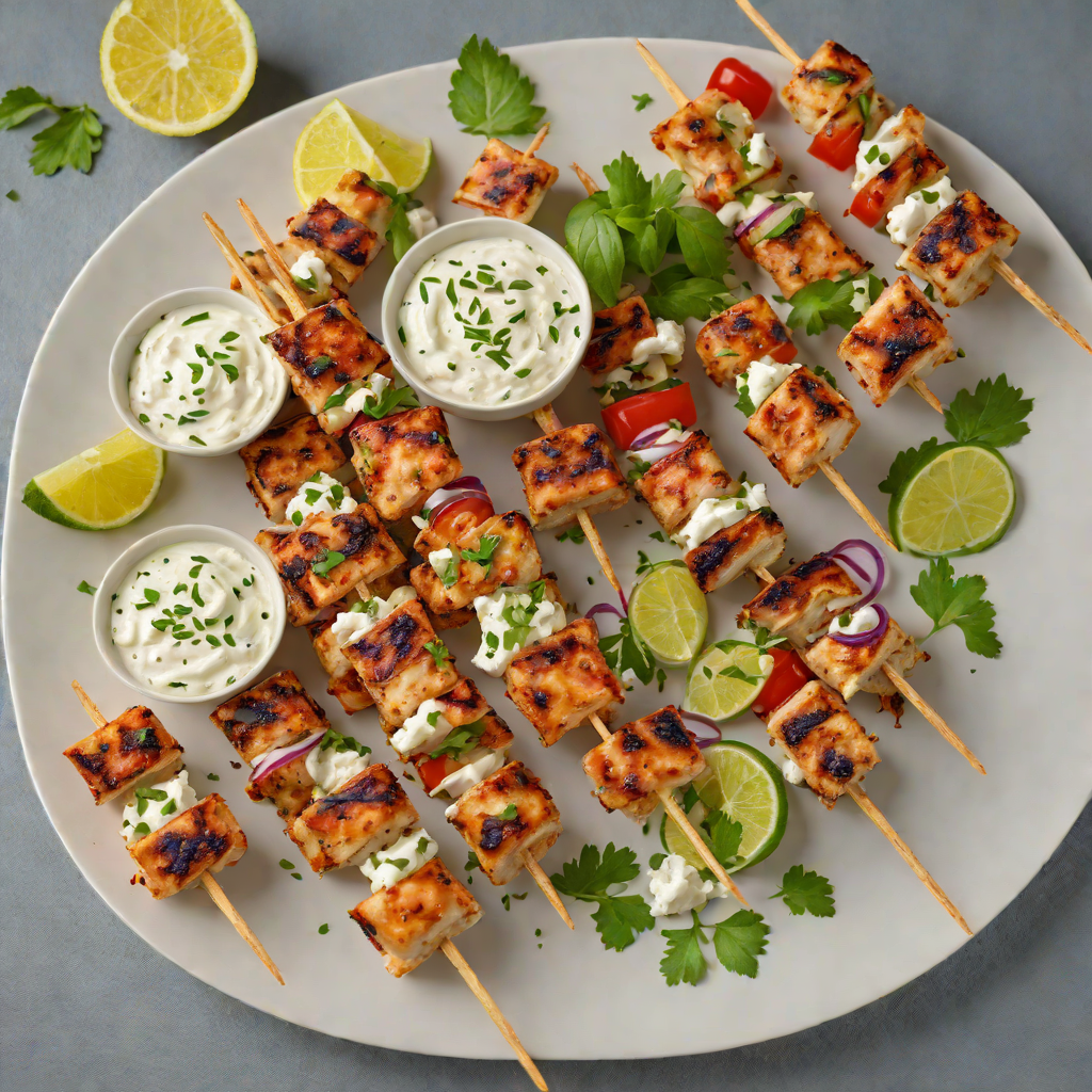 Pan-Seared Chicken Souvlaki Skewers with Tzatziki