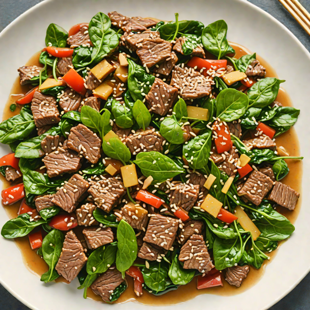 Beef and Spinach Stir-Fry with Ginger-Sesame Sauce