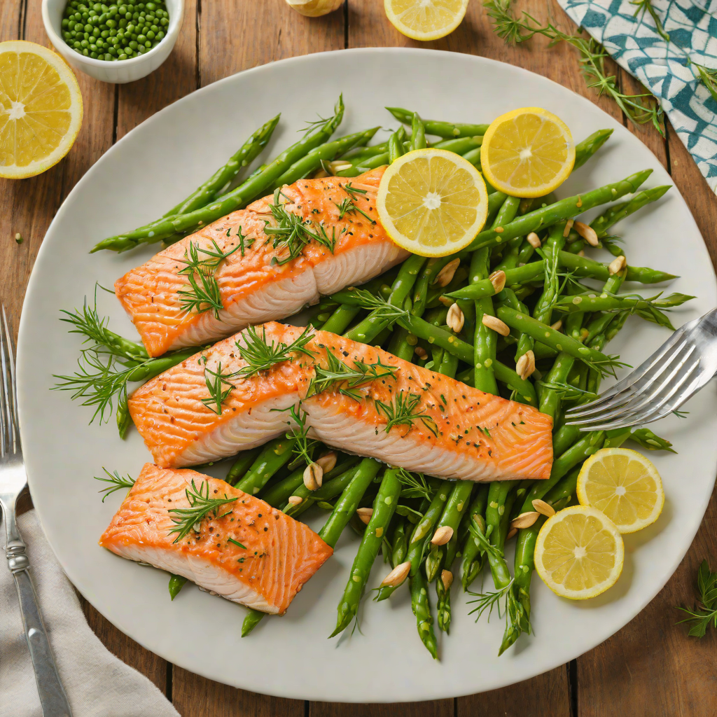 Pan-Roasted Salmon with Lemon-Dill Butter and Garlic Green Beans