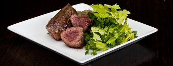 Macadamia-Crusted Kangaroo Medallions with Wattleseed Peppercorn Sauce