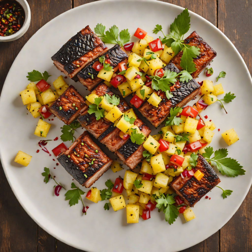 Charred Tiki-Spiced Pork Belly with Pineapple Salsa