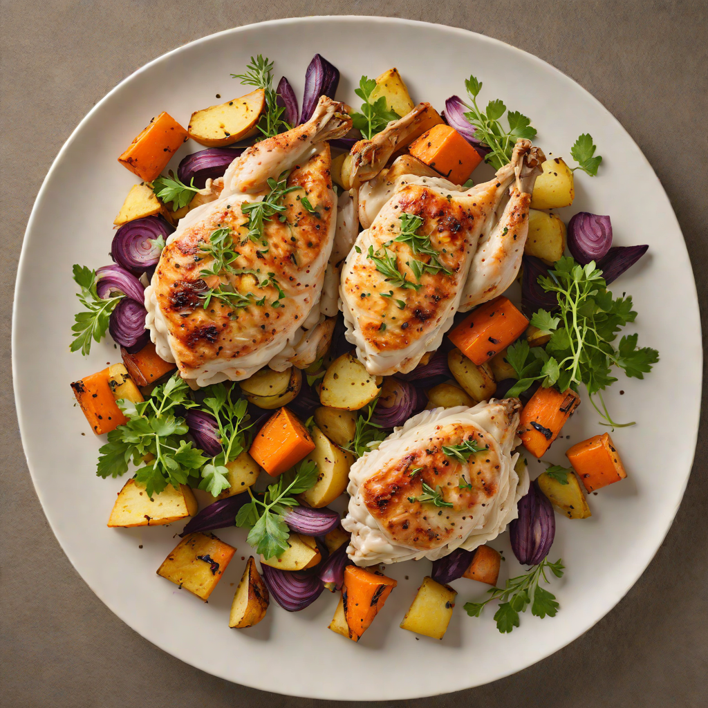 Pan-Seared Regional Herb Chicken with Roasted Root Vegetables