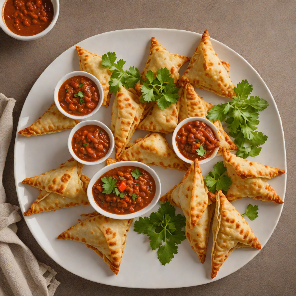 Ethiopian-Inspired Lentil Sambusas with Spicy Tomato Sauce
