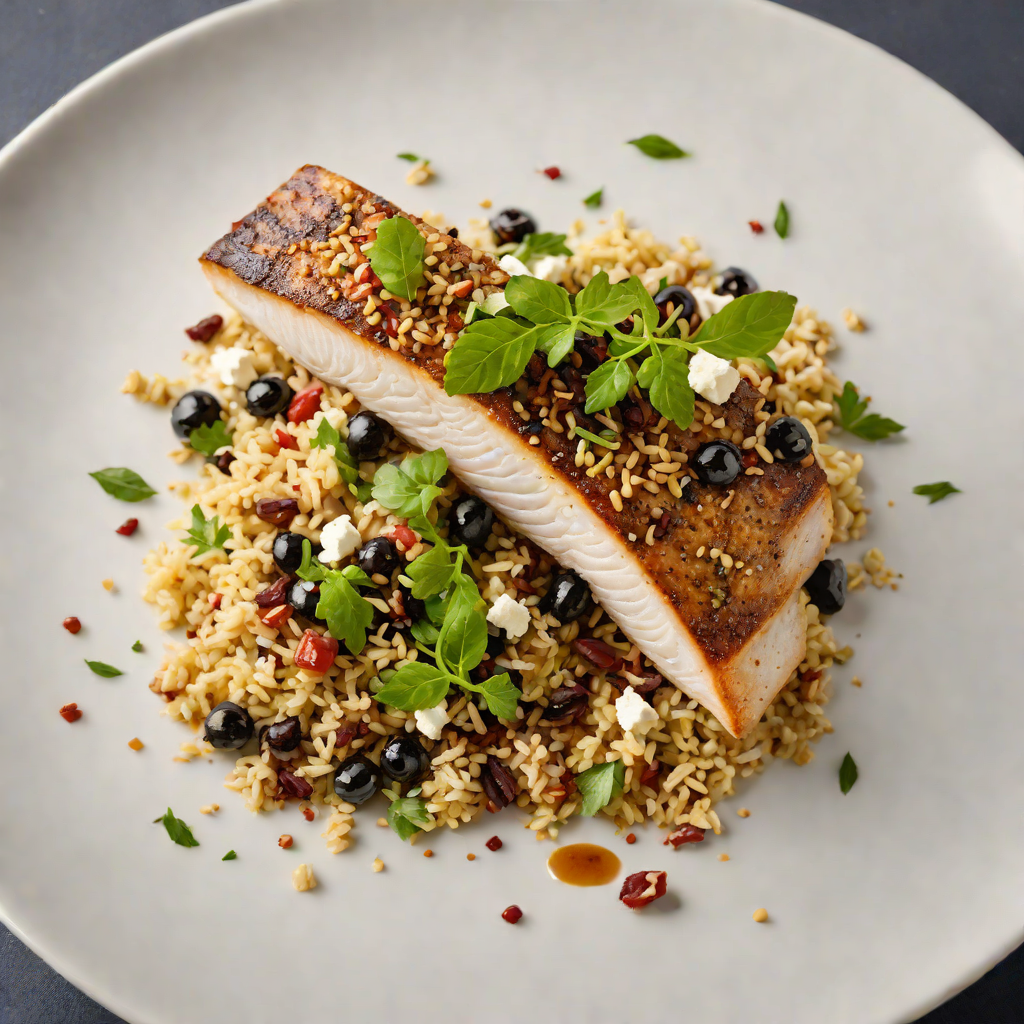 Pan-Seared Sea Bass with Olive Tapenade and Feta Crumble