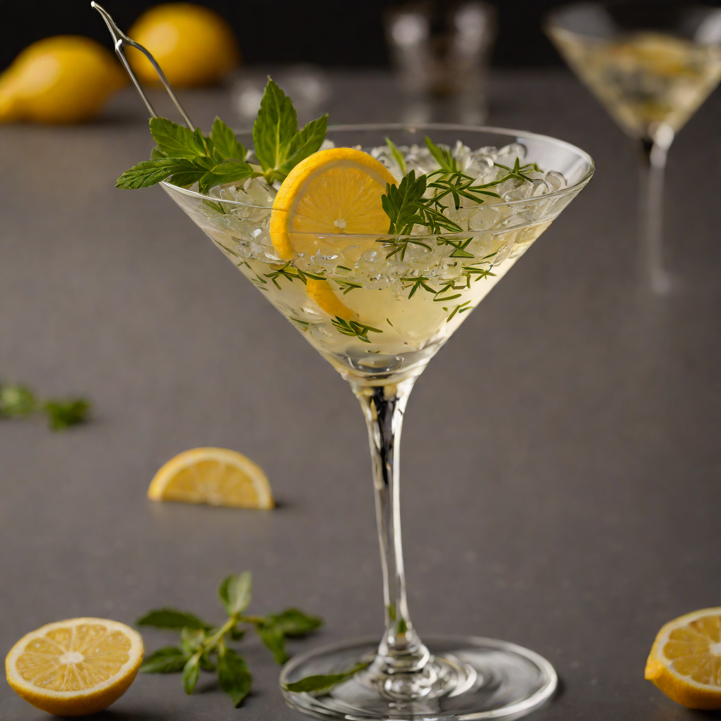 Gin Herb-Infused Martini with Lemon Twist