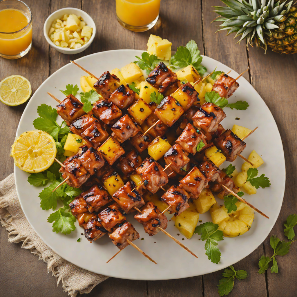 Caribbean Rum-Glazed Pork Skewers with Pineapple