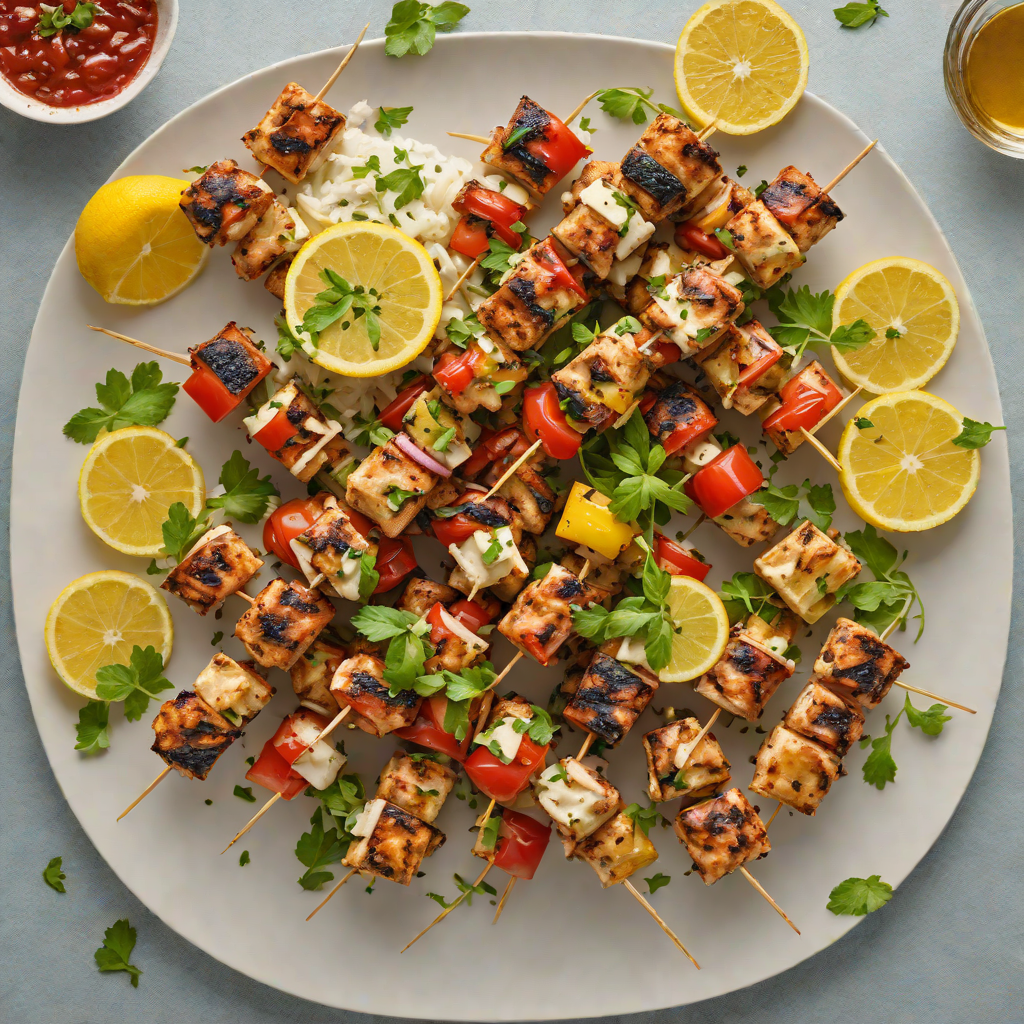 Charred Lemon-Oregano Greek Chicken Souvlaki Skewers