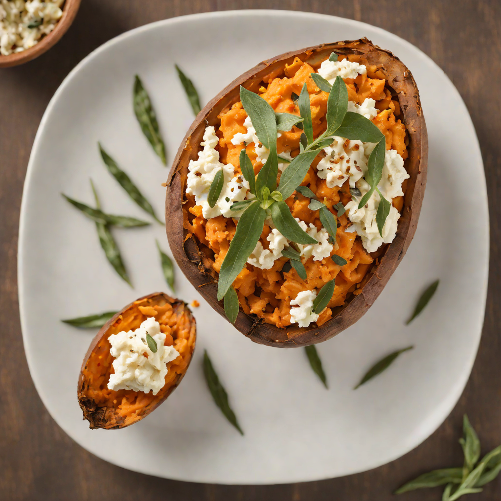 Twice-Baked Idaho Sweet Potato with Sage and Goat Cheese
