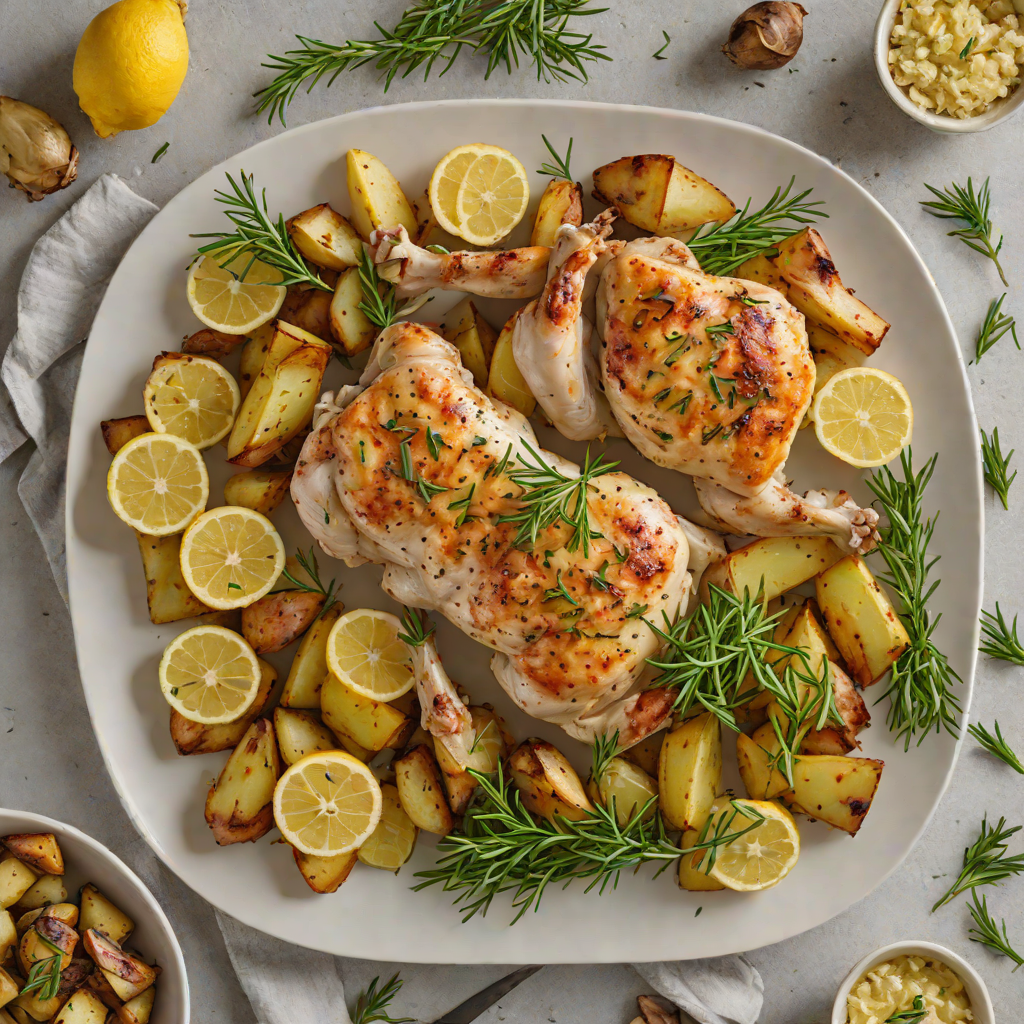 Baking Sheet Lemon Rosemary Chicken with Roasted Potatoes