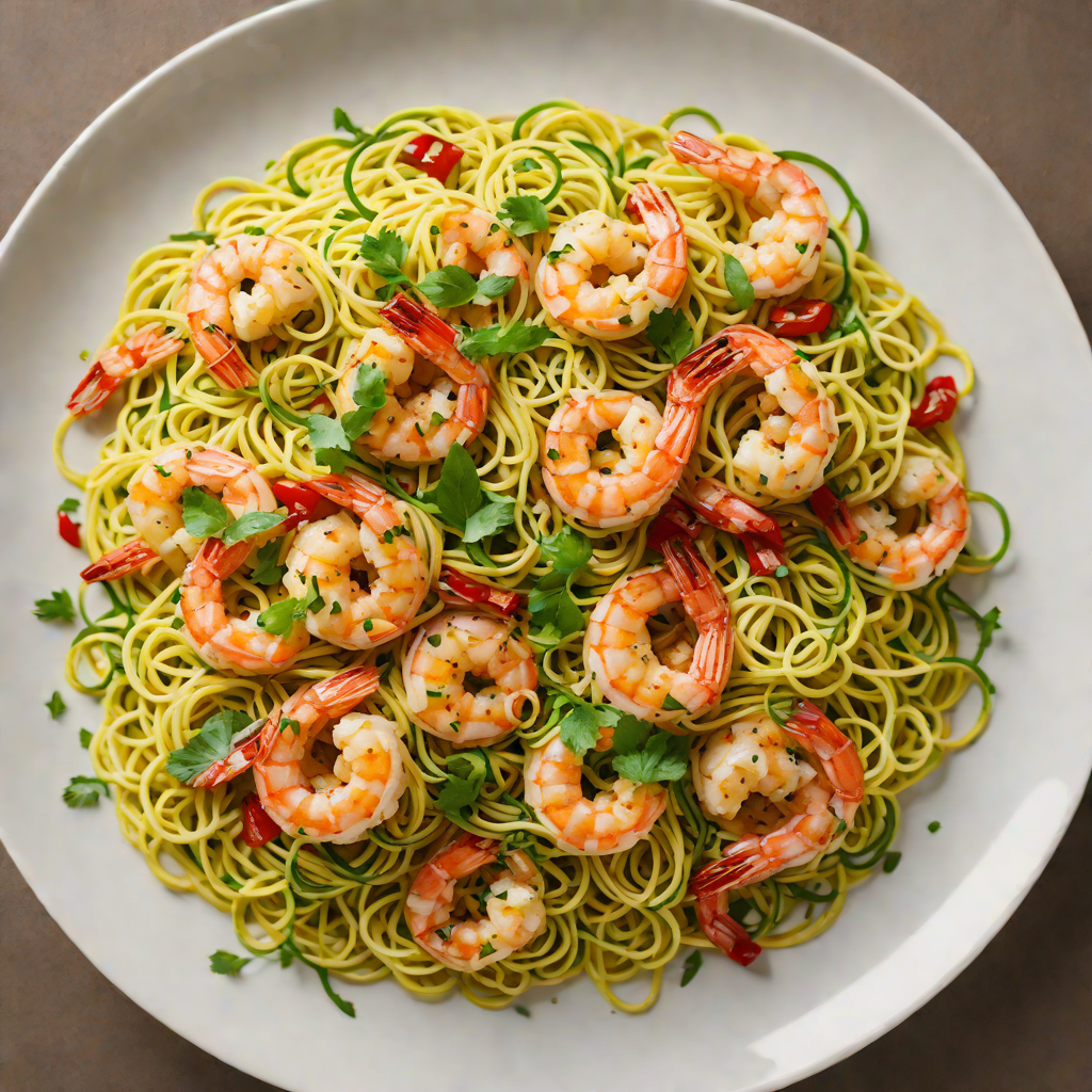 Sautéed Shrimp with Garlic and Chili over Zucchini Noodles