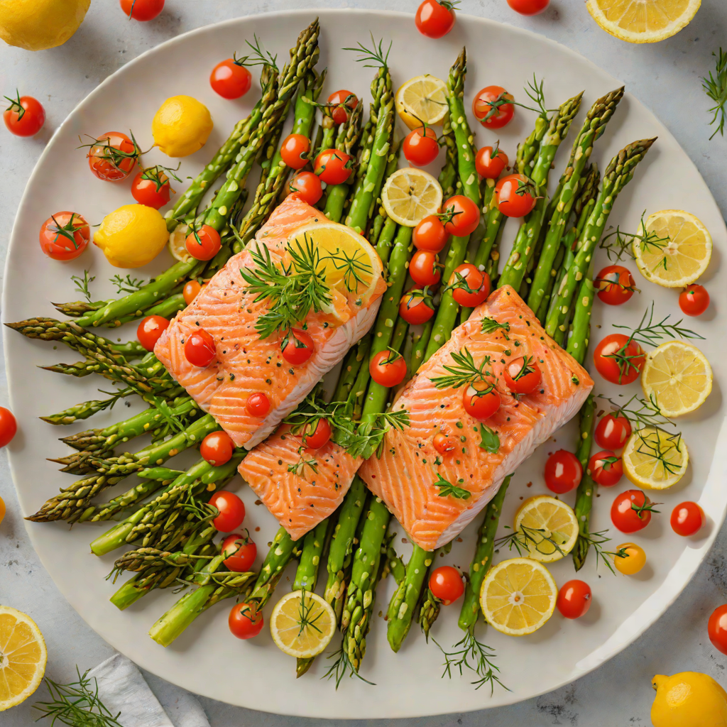 Sheet Pan Lemon-Dill Salmon with Roasted Asparagus and Cherry Tomatoes