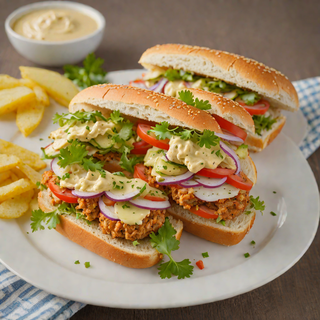 Spicy Po’Boy Sandwich with Remoulade and Pickled Vegetables