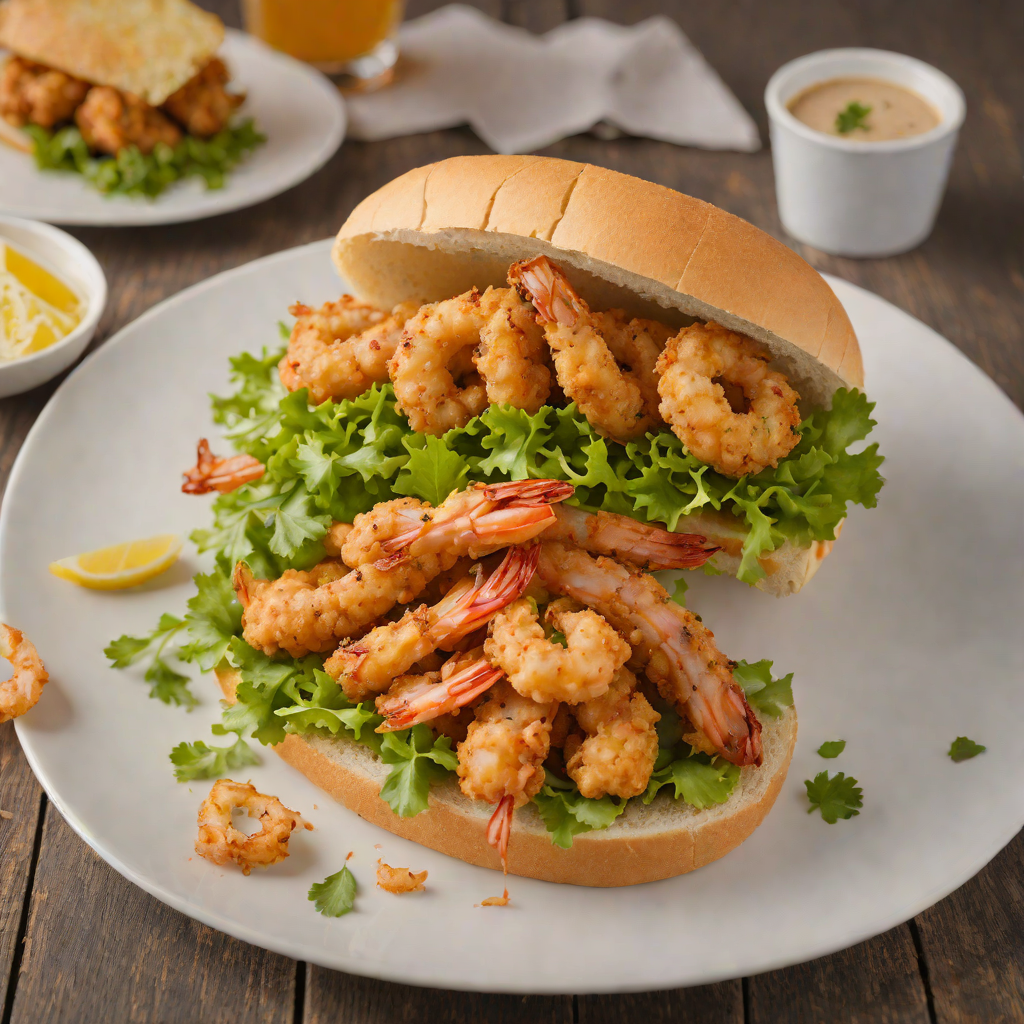 Spiced Po’Boy Sandwich with Crispy Fried Shrimp