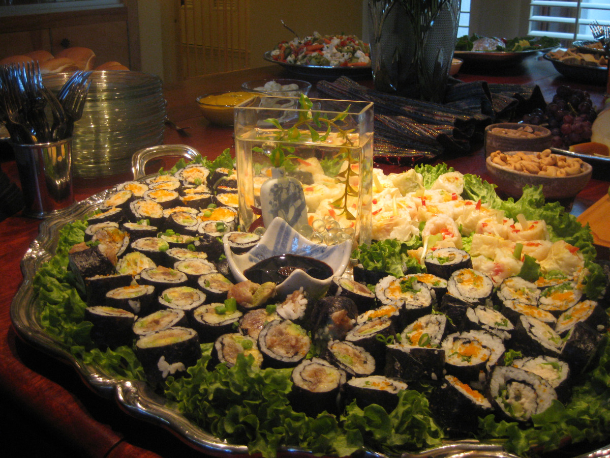 Creative Sushi Rolls with Avocado and Crab