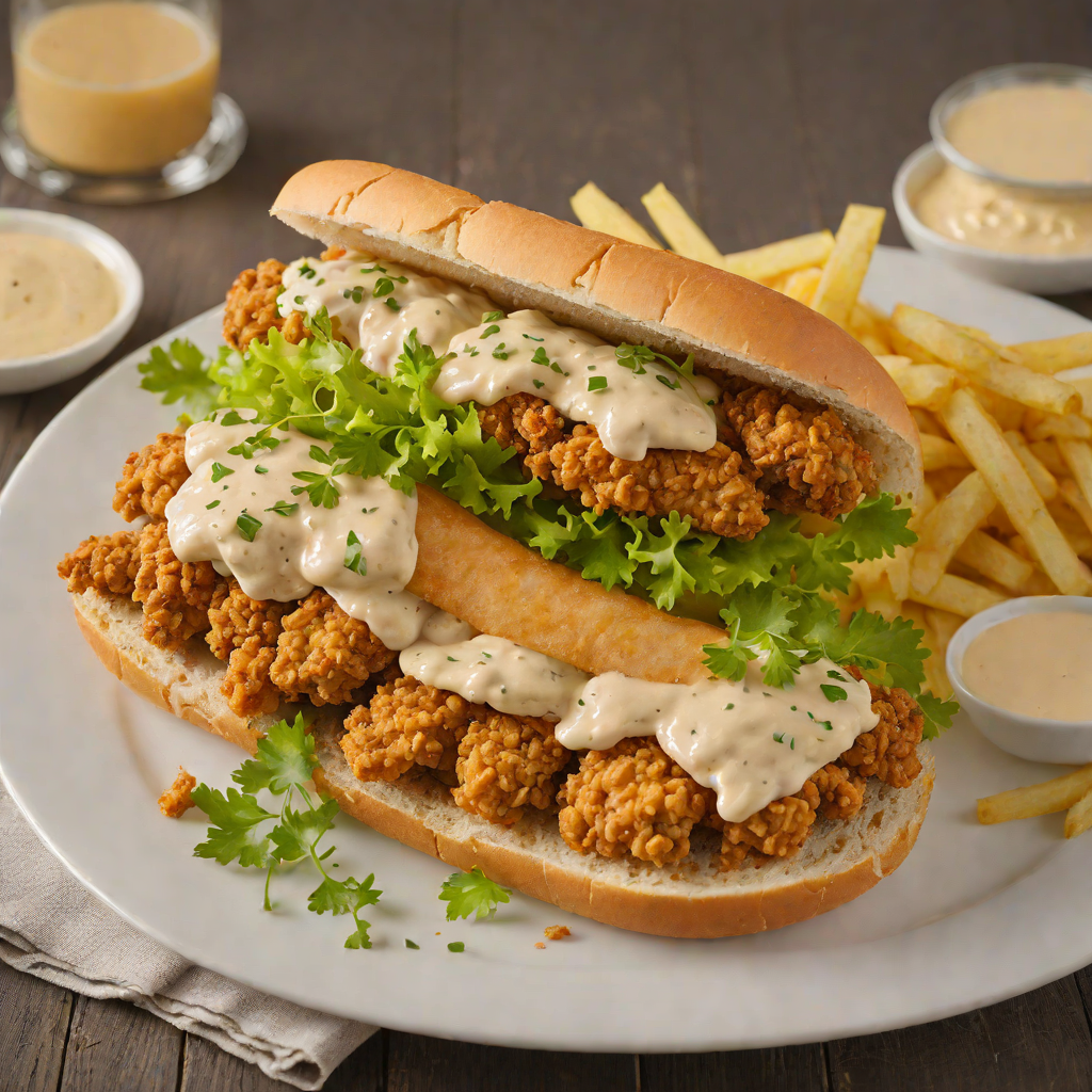Po’boy Sandwich with Crispy Fried Catfish and Remoulade Sauce