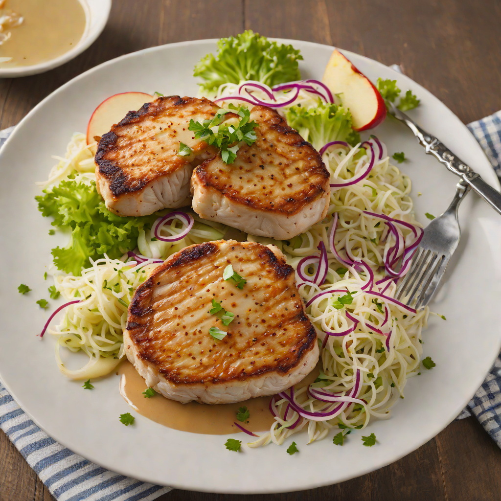 Pan-Seared Pork Chops with Apple and Cabbage Slaw