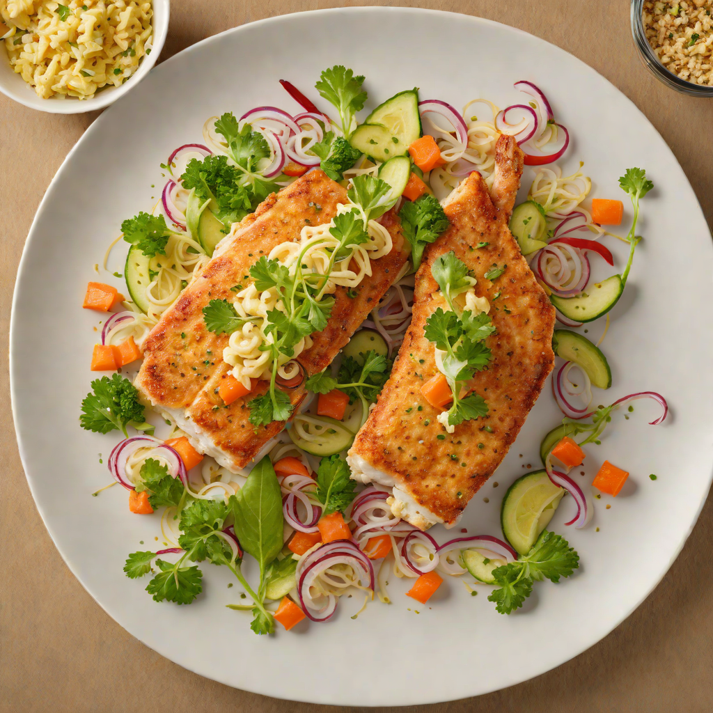 Pan-Seared Catfish with Spicy Remoulade and Pickled Vegetables
