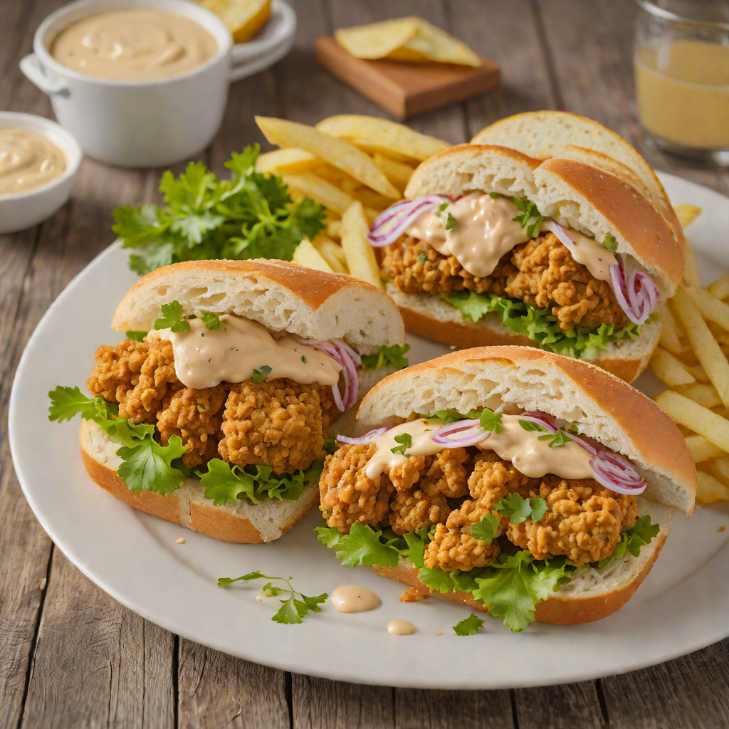 Po’Boy Sandwich with Fried Catfish and Spicy Remoulade
