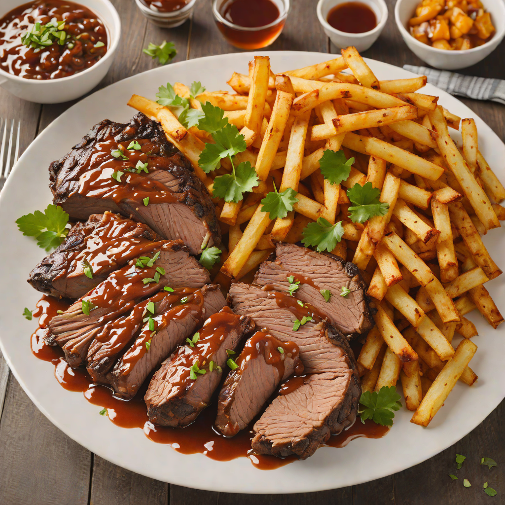 Honey Barbecue Marinated Grilled Pot Roast with Buffalo Garlic Fries