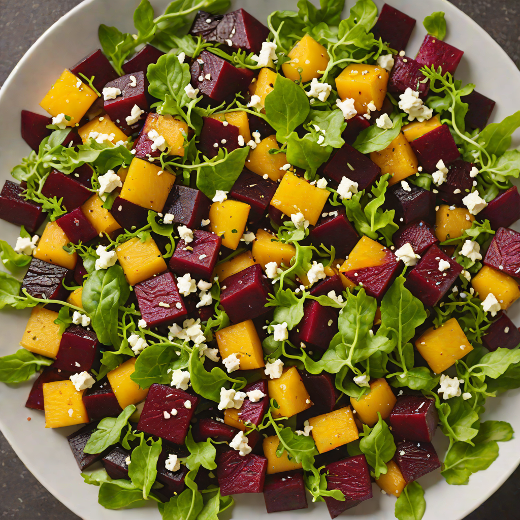 Ebony and Ivory Roasted Beet Salad with Feta