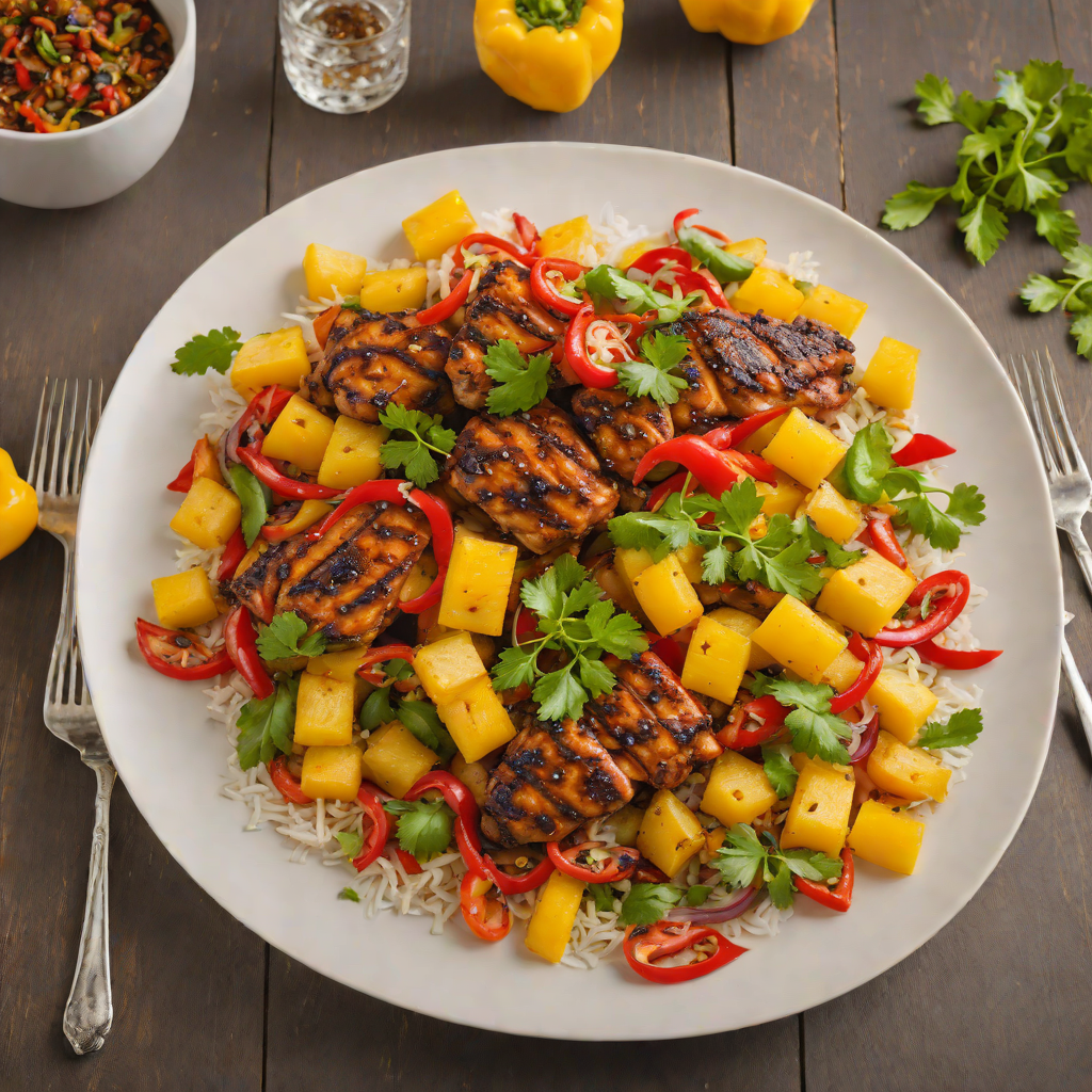 Stir-Fried Caribbean Jerk Chicken with Pineapple and Bell Peppers