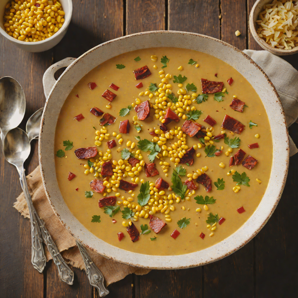 Charred Corn and Andouille Soup with Creole Spices
